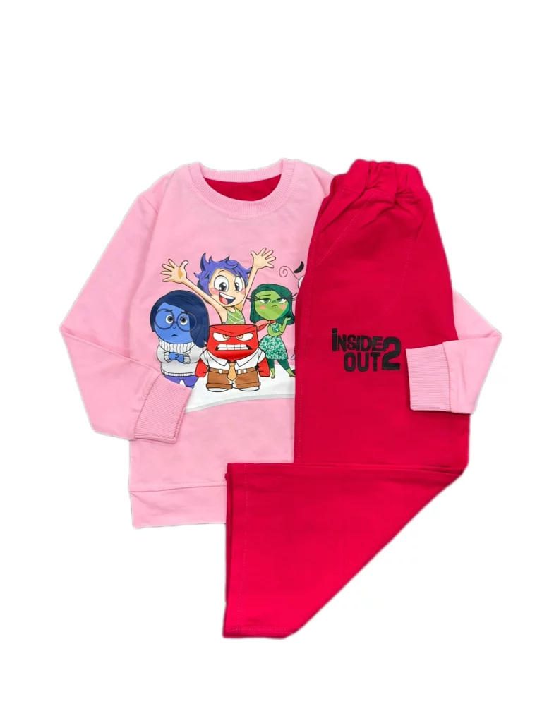 ست 2تیکه دخترانه آستین‌دار طرح انیمیشنی Inside Out