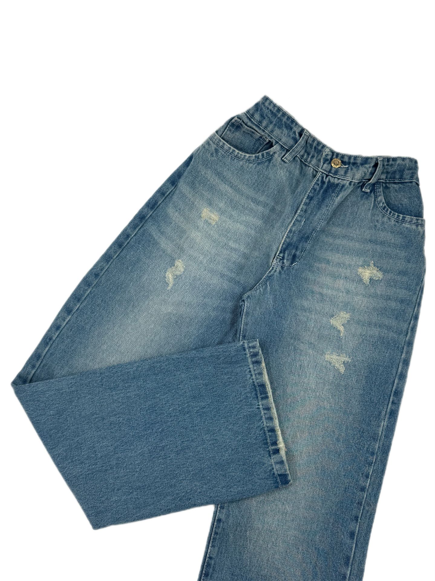 شلوار نیم بگ ابی سنگشور