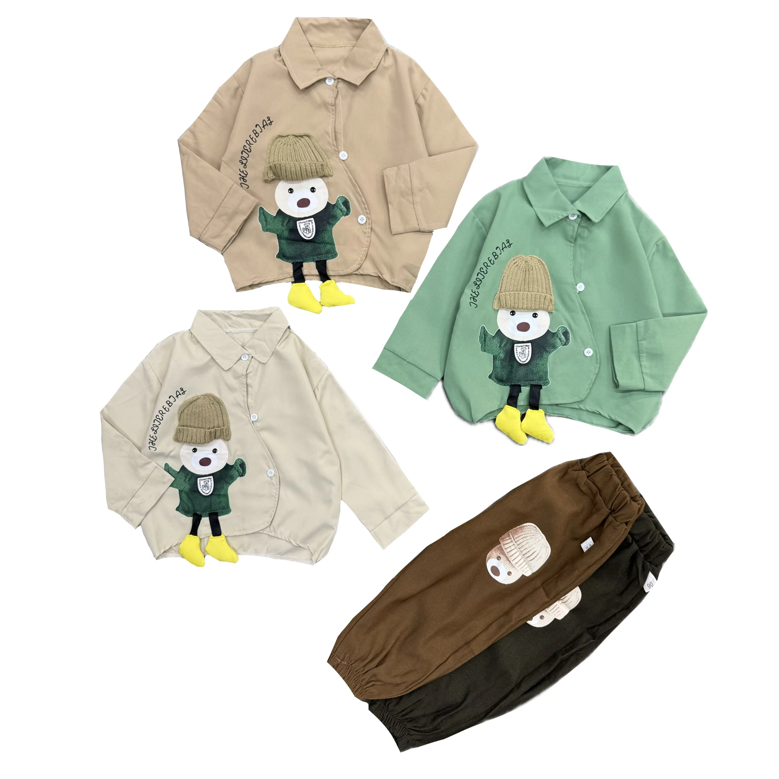 ست اسپرت بچگانه طرح آدمک با کلاه بافتی