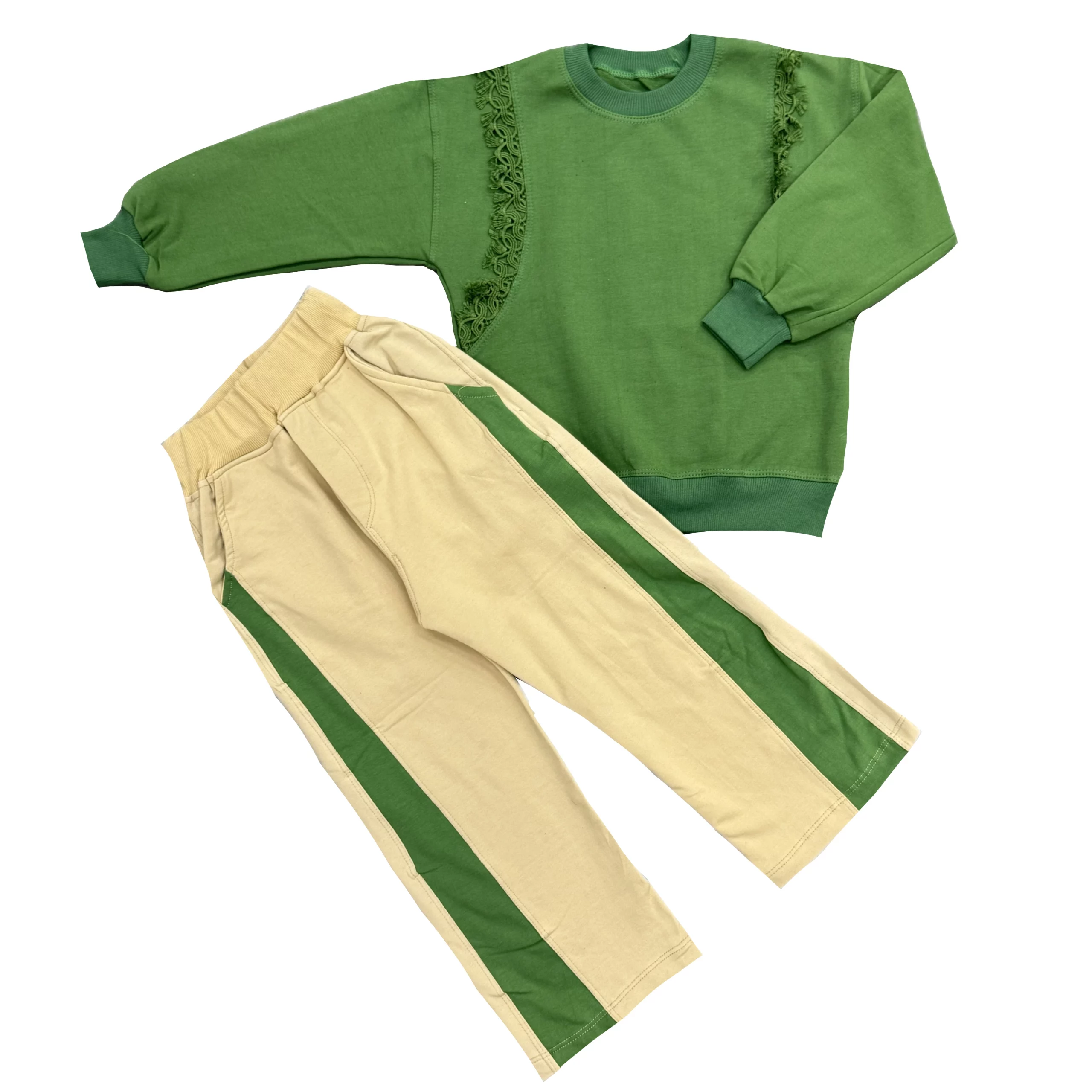 ست دوتکه دخترانه با طراحی خاص و جزئیات گیپوری