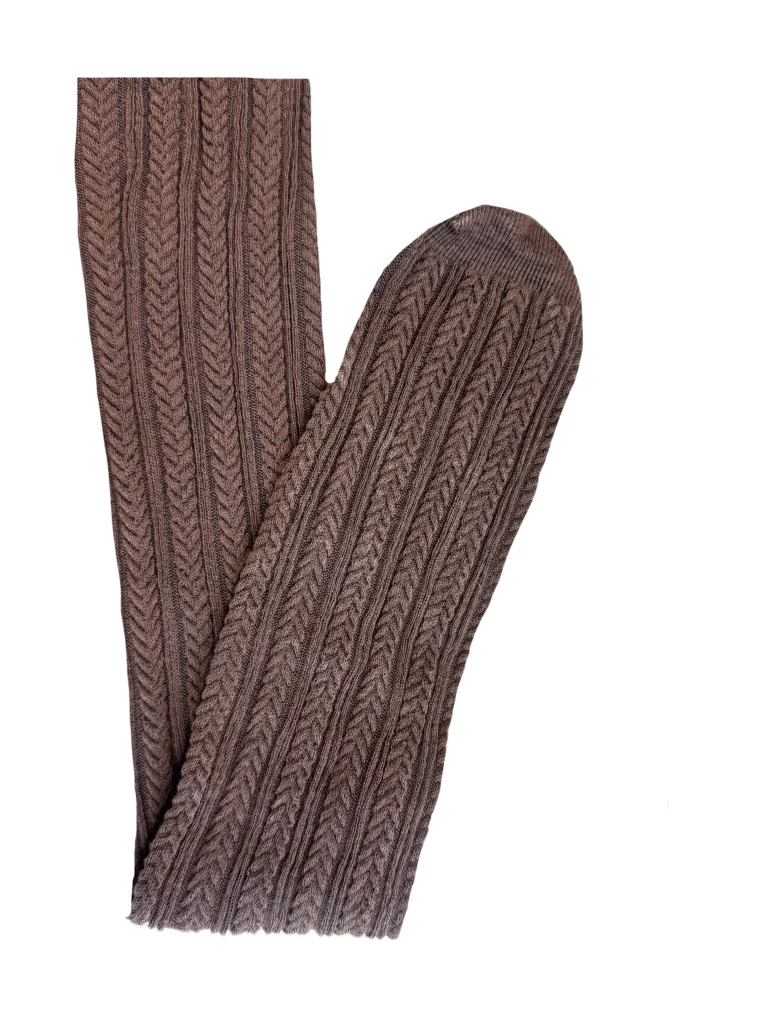 جوراب شلواری طرح گندم تک رنگ قهوه‌ای