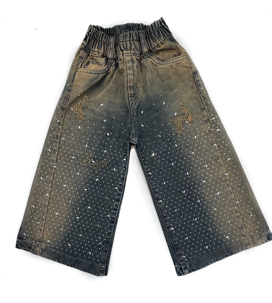 شلوار جين بچگانه شافل بگ نگینی