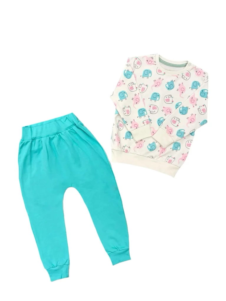 ست دورس و شلوار نوزادی طرح فیل