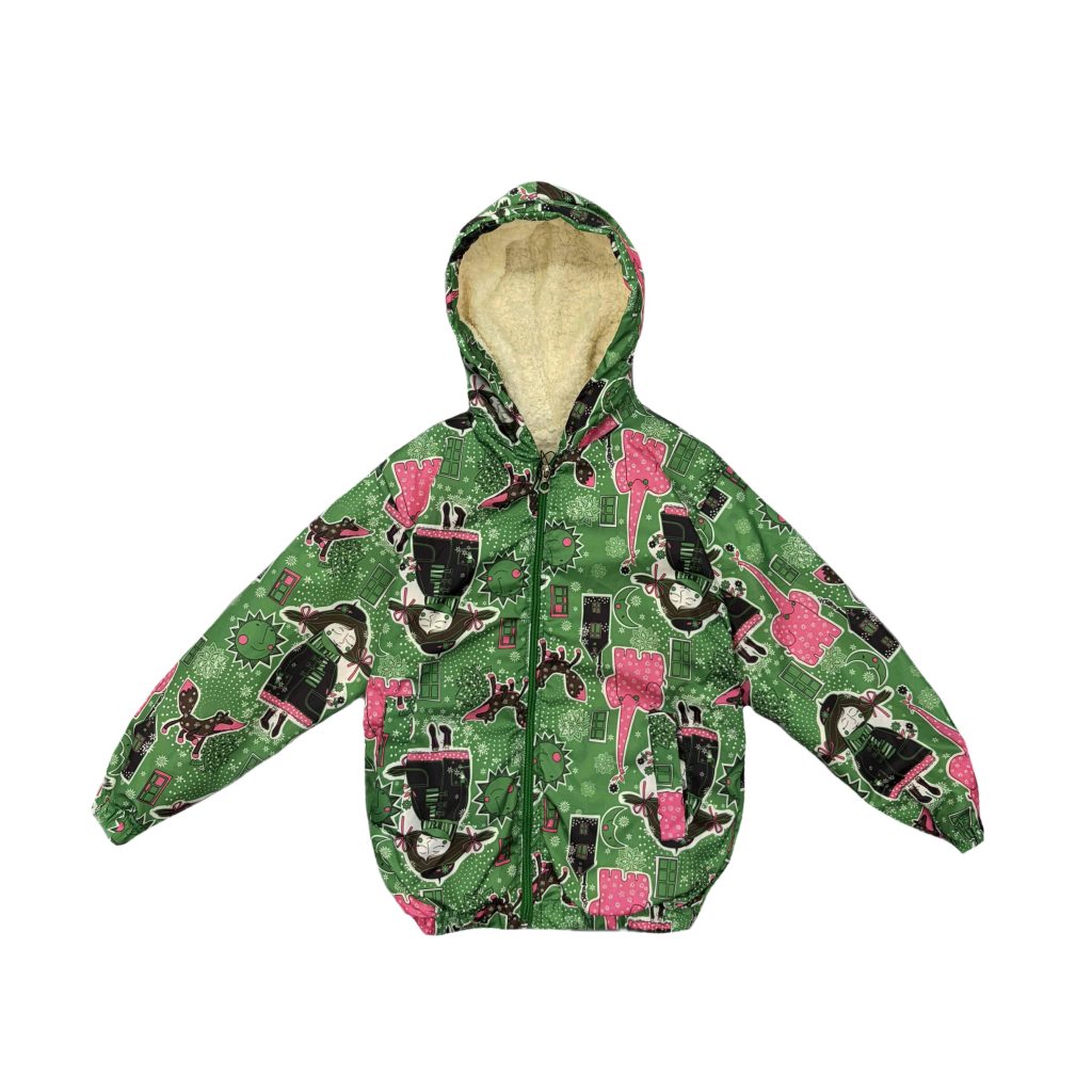 سویشرت دخترانه بارونی تو خز طرح دختر سبز