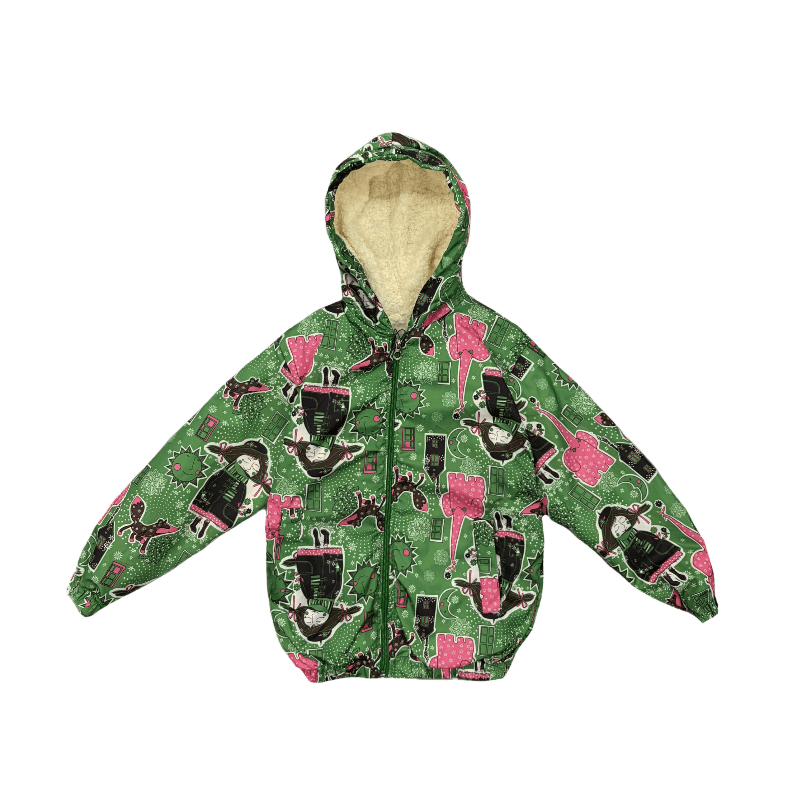 سویشرت دخترانه بارونی تو خز طرح دختر سبز