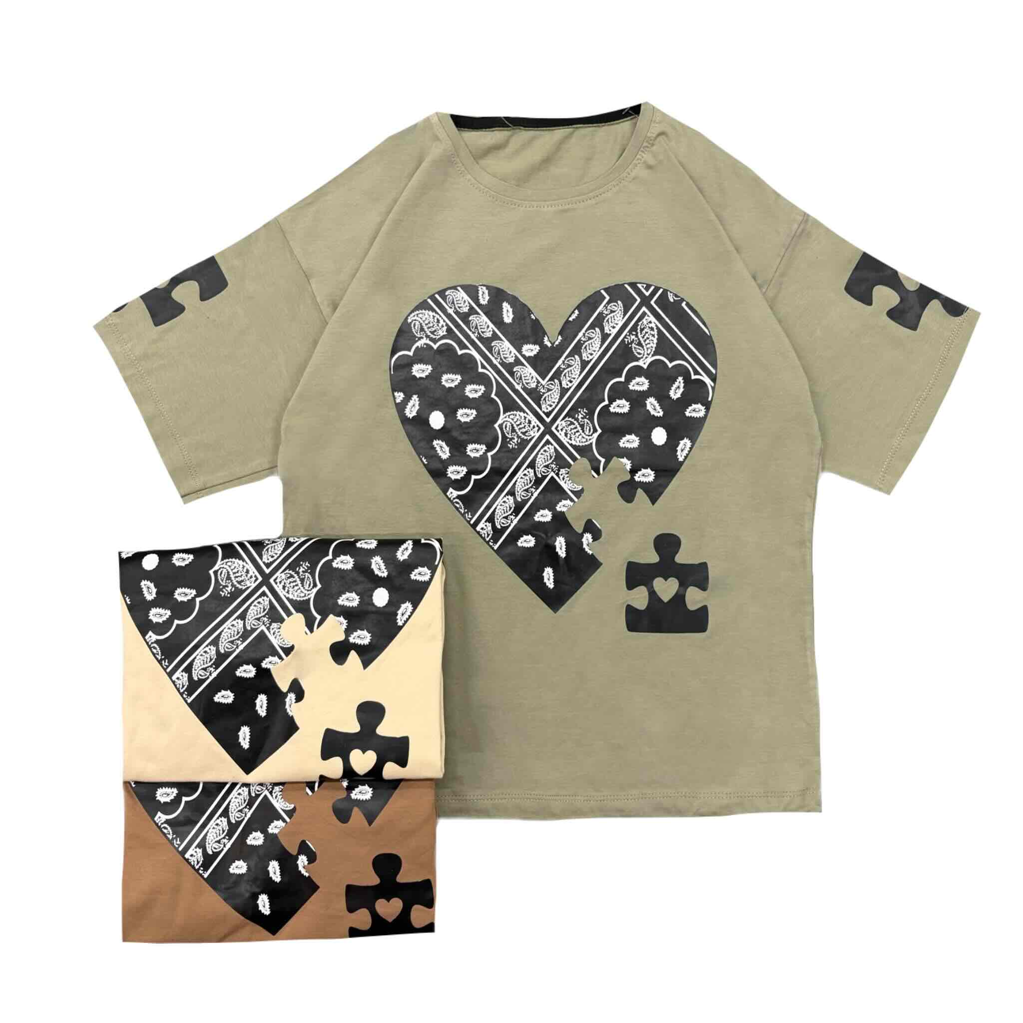 تیشرت دخترانه گت دار طرح پازل