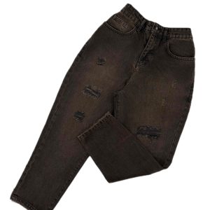 شلوار جین زنانه مام استایل ذغالی