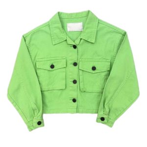 کراپ کت بچگانه کتان سبز