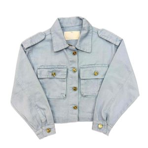 کراپ کت کتان بچگانه آبی