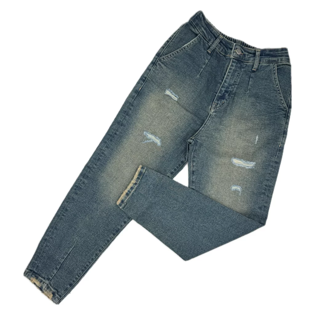 لوار جين زنانه مام فيت زاپ دار