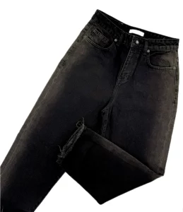 شلوار جين زنانه مام فيت ذغالي