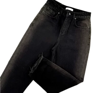 شلوار جين زنانه مام فيت ذغالي