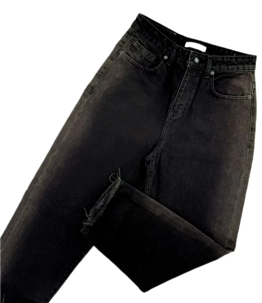 شلوار جين زنانه مام فيت ذغالي