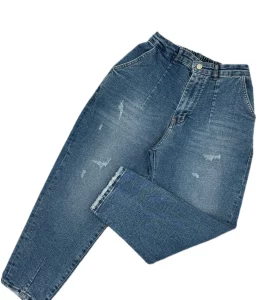 شلوار جين زنانه مام استايل سنگشور زاپدار