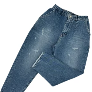 شلوار جين زنانه مام استايل سنگشور زاپدار