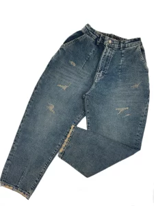 شلوار جین زنانه مام استایل زاپدار کمرکش