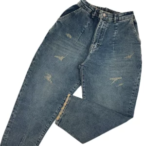 شلوار جین زنانه مام استایل زاپدار کمرکش