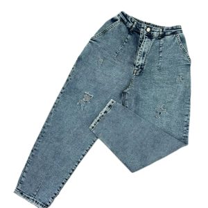 شلوار جین زنانه مام زاپ دار کمرکش