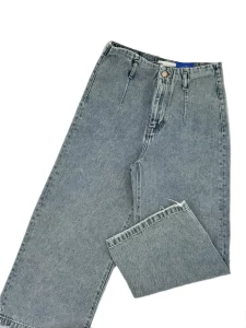 شلوار جین زنانه واید لگ پارچه ال وی ترک