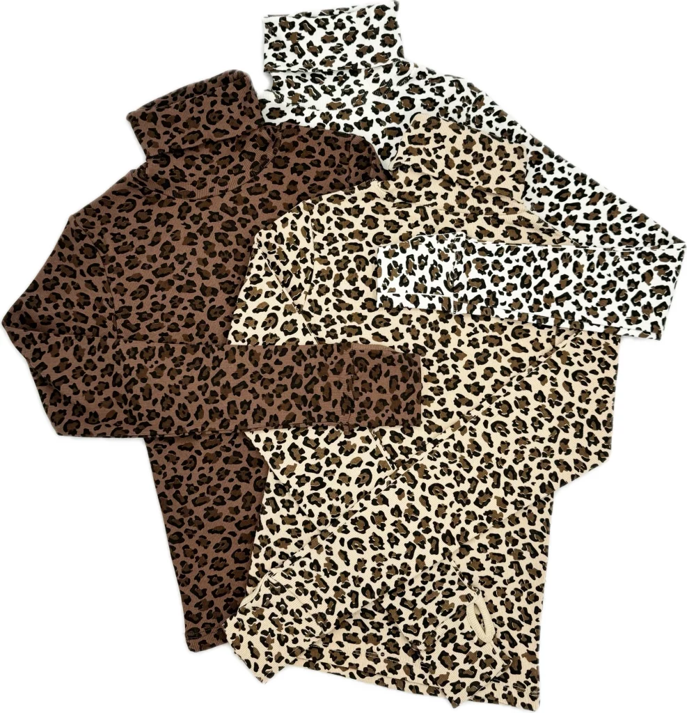 بلوز یقه اسکی پلنگی كبريتي