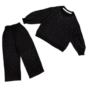 ست دورس و شلوار دخترانه نگینی | کد 1270 (ارسال رایگان)