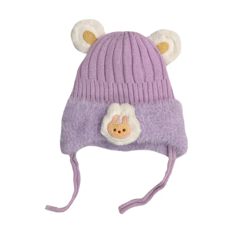 كلاه دخترانه بافت تو خز طرح خرگوش