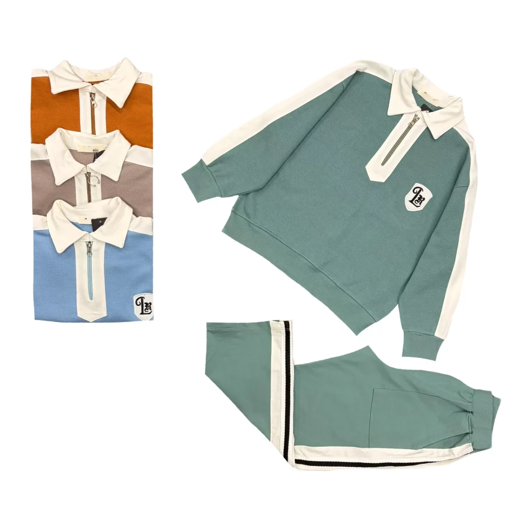 ست دورس و شلوار پسرانه نیم زیپ