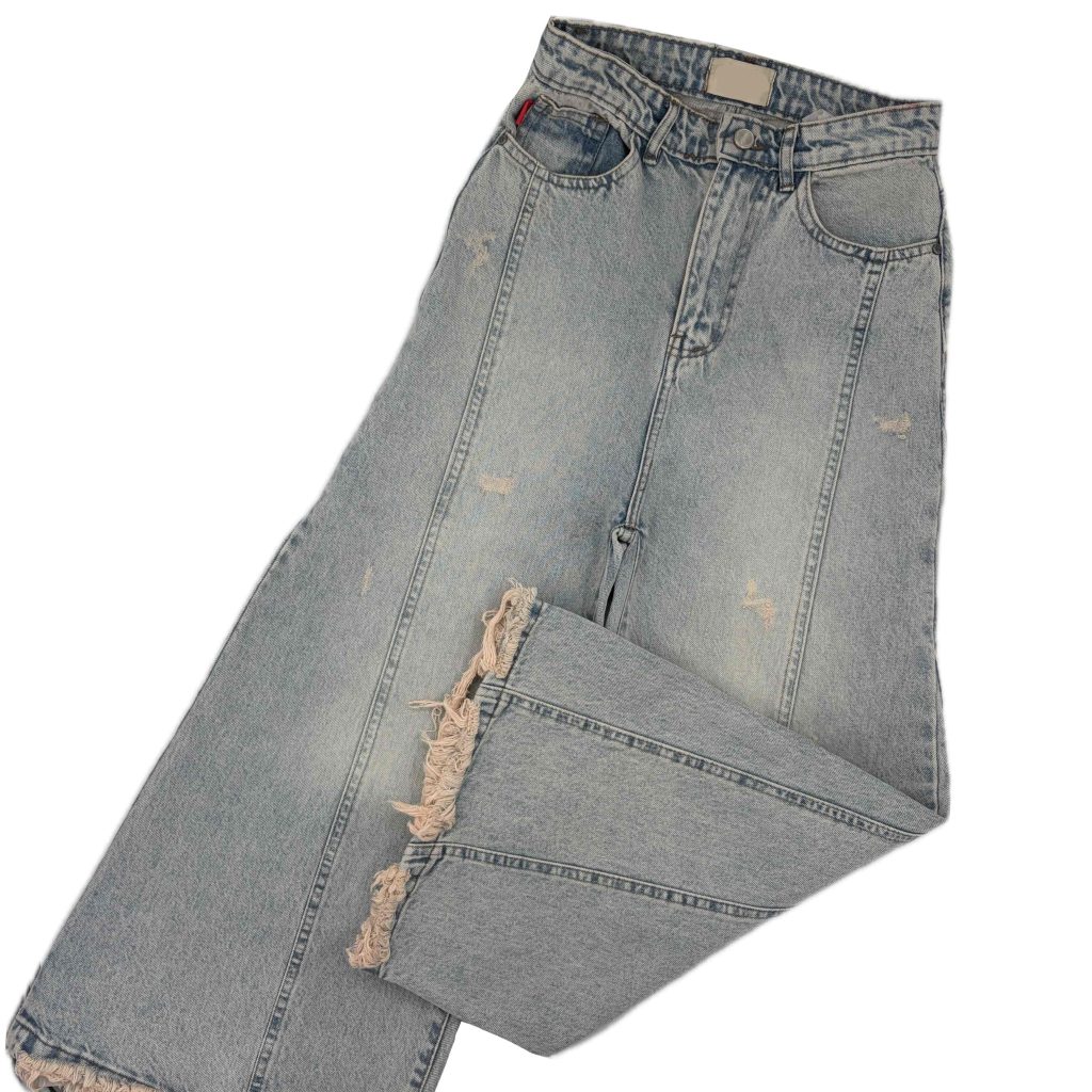 شلوار جین زنانه شافل واید یخی