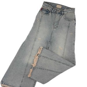 شلوار جین زنانه شافل واید یخی