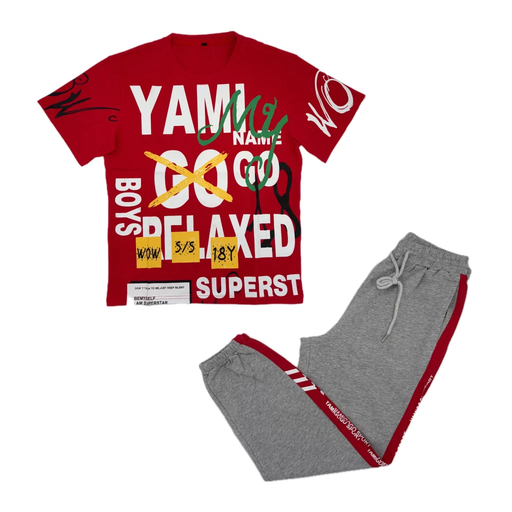ست تیشرت شلوار پسرانه yamigogo قرمز