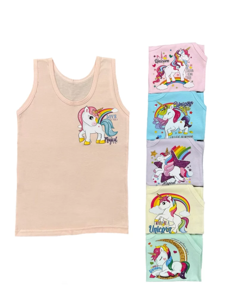 رکابی دخترانه نخی یونیکورن