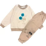 ست دورس و شلوار دخترانه طرح گلدان