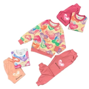 ست دورس و شلوار دخترانه قلبي