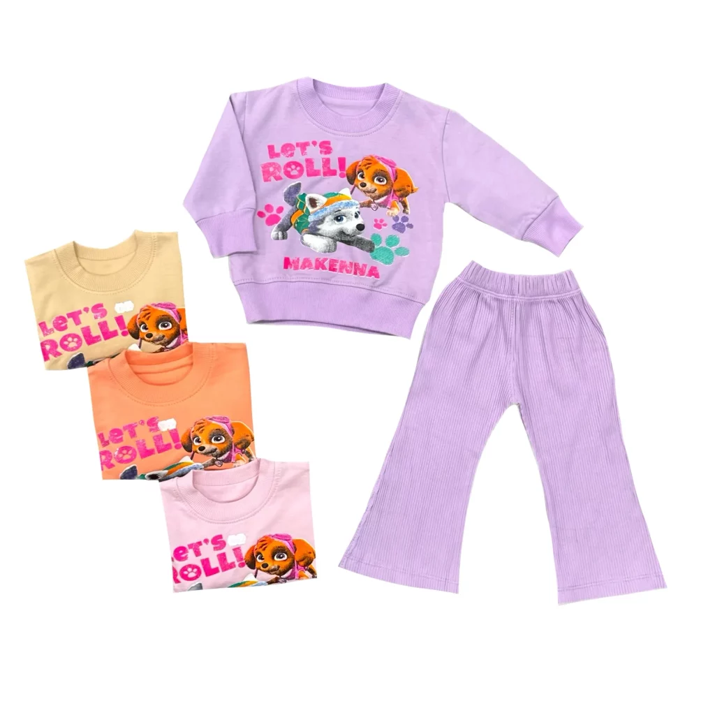 ست دورس و شلوار نوزادي طرح سگ