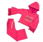 ست دورس و شلوار دخترانه miu miu گیپور دار | کد 401313 (ارسال رایگان) - Image 2