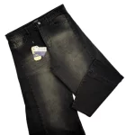 شلوار جين شافل وايد زغالي