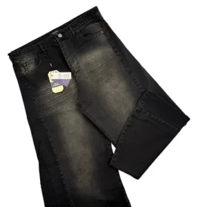 شلوار جين شافل وايد زغالي