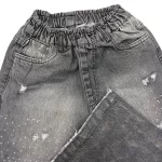 شلوار جین دخترانه  بگ نگین دار / کد8660 (ارسال رایگان ) - Image 4