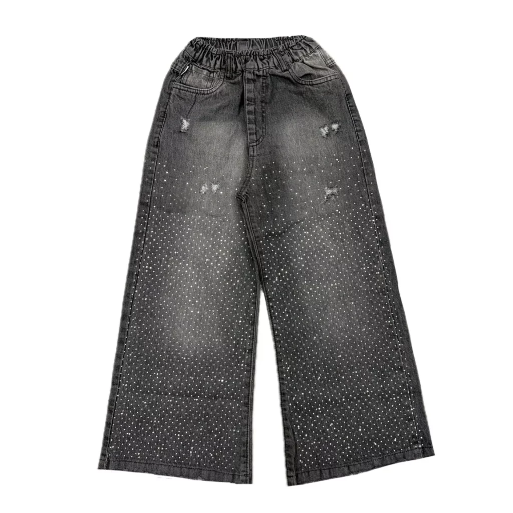 شلوار جین دخترانه بگ نگین دار