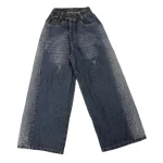 شلوار جین دخترانه بگ کنار نگین کمر کشی