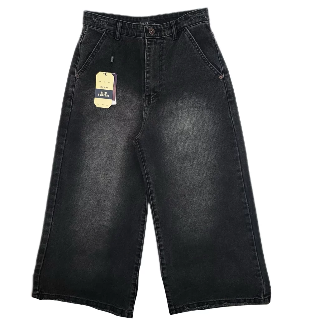 شلوار جين زنانه وايد زغالي