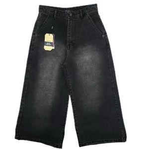 شلوار جين زنانه وايد زغالي