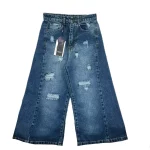 شلوار جين زنانه شافل وايد زاپ دار