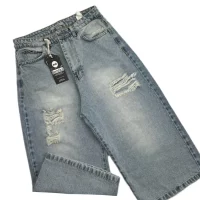 شلوار جين زنانه وايد يخي زاپ دار