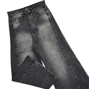 شلوار جین زنانه شافل واید ذغالی