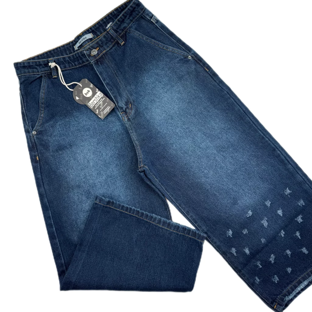 شلوار جين زنانه وايد دم پا زاپ