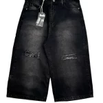 شلوار جین زنانه شورت بگ زاپدار