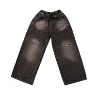 شلوار جین دخترانه بگ زاپدار سنگشور