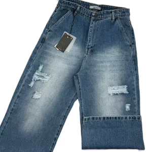 شلوار جين زنانه وايد زاپ دار