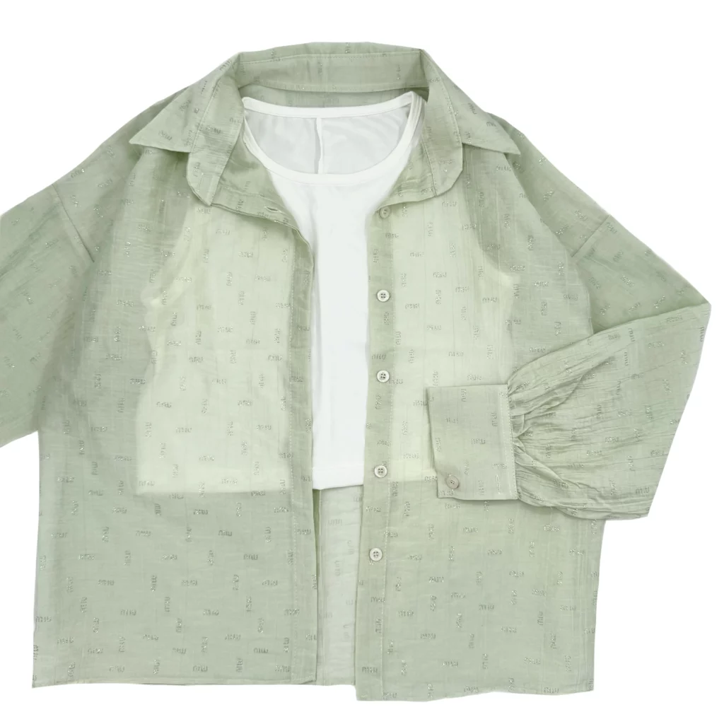 ست شوميز و تاپ زنانه miu شاين دار